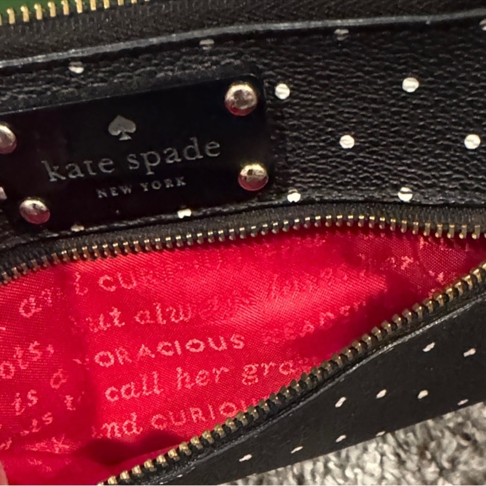 Kate Spade Black and White Polka Dot Wristlet with Storybook Lining - Picture 3 of 9